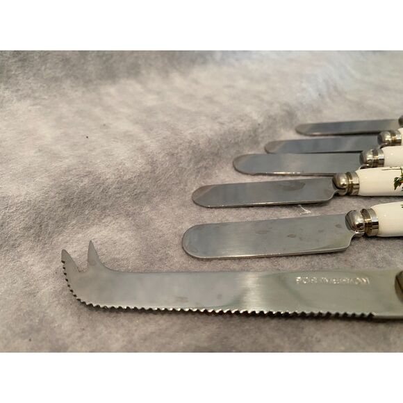 Portmeirion Botanic Garden Cheese Knife‎ and 5 Spreaders Flowers Ceramic - Picture 5 of 7